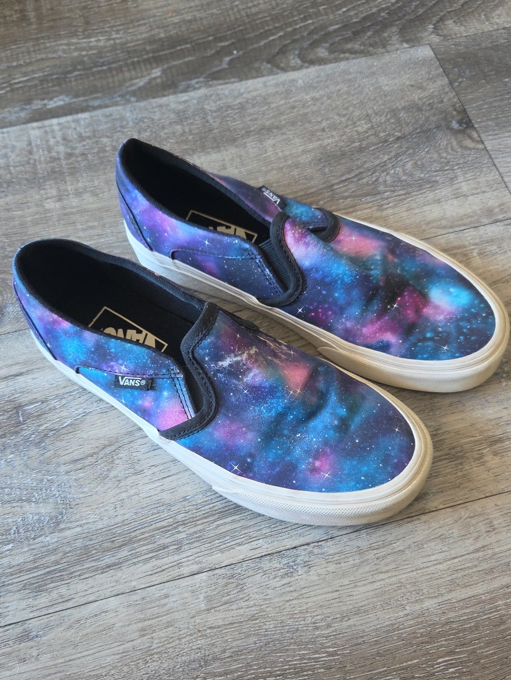 Vans Slip-On Sneakers in Blue Purple Pink Galaxy Print